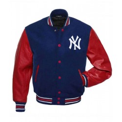  Letterman NY Yankees Red and Blue Jacket