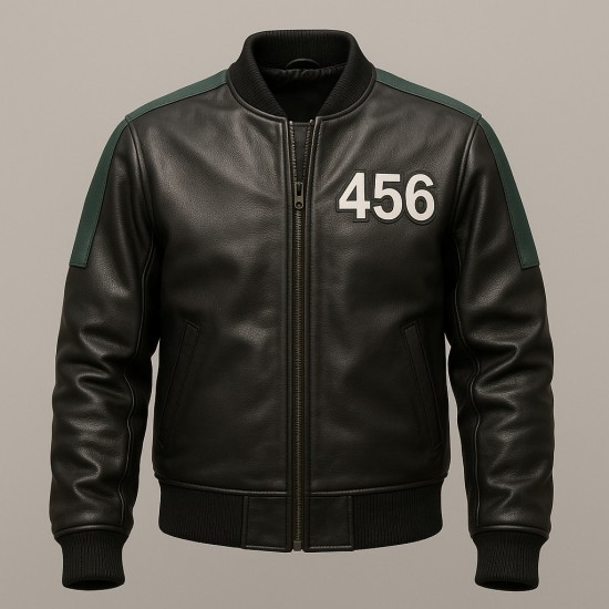 Seong Gi-hun Player 456 Squid Game Winner Black Leather Jacket