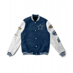  Super Bowl 5x Champions Dallas Cowboys Varsity Navy/White Jacket