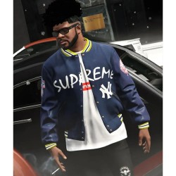  Supreme NY Yankees GTA 5 Blue Varsity Jacket