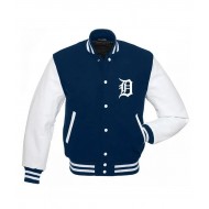  Varsity Detroit Tigers Blue and White Jacket