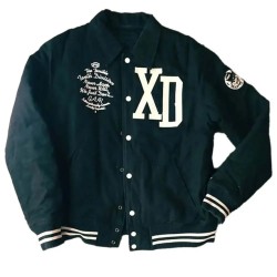 10 Deep Black Cats Varsity Jacket