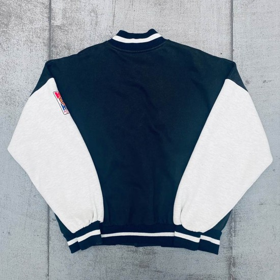 1990s Chicago Bulls Black and White Varsity Jacket