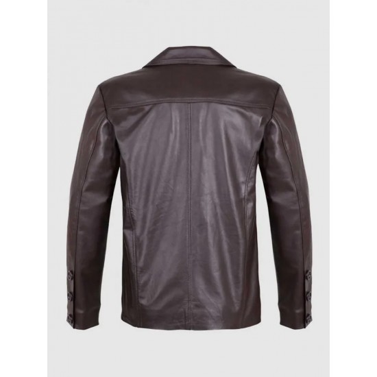 2 Button Brown Leather Blazer