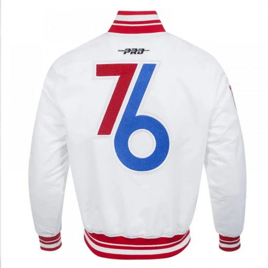 2024/25 Philadelphia 76ers City Edition White Satin Chenille Jacket