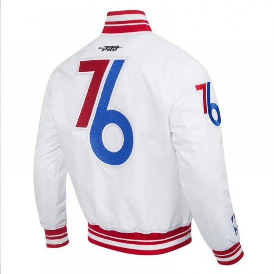 2024/25 Philadelphia 76ers City Edition White Satin Chenille Jacket
