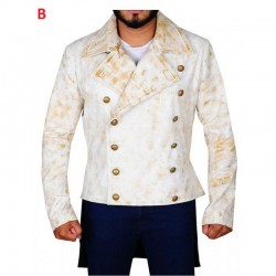 310 To Yuma Charlie Prince, Distressed White Real Leather Coat