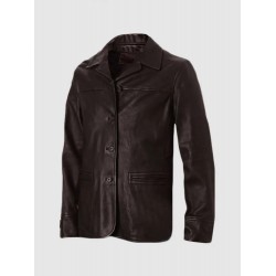 4 Button Brown Leather Coat