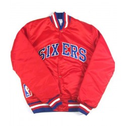 76ers Philadelphia Sixers Red Satin Jacket