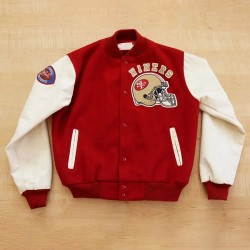 80’s San Francisco 49ers Red Wool & White Leather Varsity Jacket