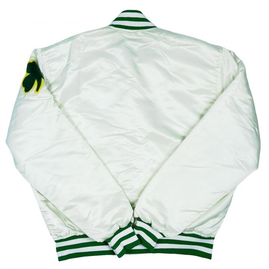 90’s Boston Celtics Bomber White Satin Jacket