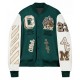 Off White AC Milan Green Bomber Varsity Jacket Off White AC Milan Green Bomber Varsity Jacket