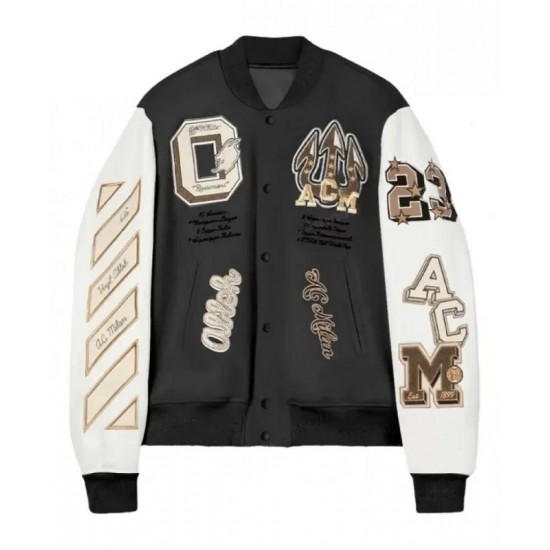 Off White AC Milan Varsity Bomber Off White Jacket Off White AC Milan Varsity Bomber Off White Jacket