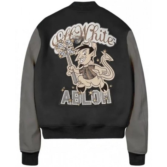 Off White AC Milan Varsity Bomber Off White Jacket Off White AC Milan Varsity Bomber Off White Jacket