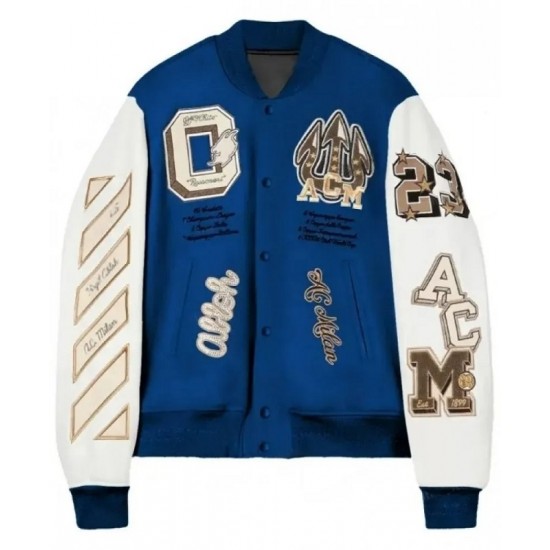 Off White AC Milan Varsity Bomber Off White Jacket Off White AC Milan Varsity Bomber Off White Jacket
