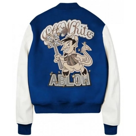 Off White AC Milan Varsity Bomber Off White Jacket Off White AC Milan Varsity Bomber Off White Jacket