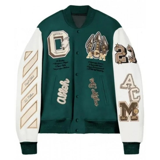 Off White AC Milan Varsity Bomber Off White Jacket Off White AC Milan Varsity Bomber Off White Jacket