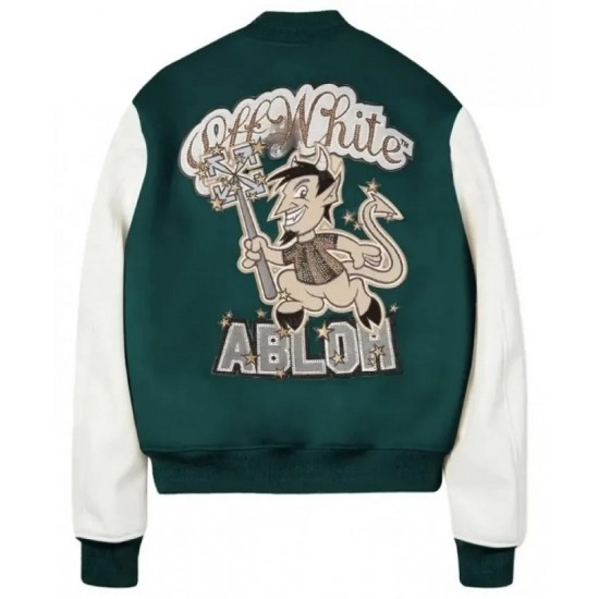 Off White AC Milan Varsity Bomber Off White Jacket Off White AC Milan Varsity Bomber Off White Jacket