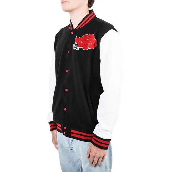 Akatsuki Black and White Varsity Jacket Akatsuki Black and White Varsity Jacket