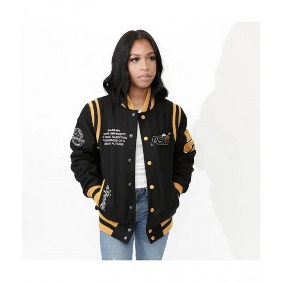 Alabama State University Unisex Black Varsity Jacket Alabama State University Unisex Black Varsity Jacket
