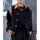Alicia Vikander Irma Vep Mira Varsity Wool Black and Brown Jacket Alicia Vikander Irma Vep Mira Varsity Wool Black and Brown Jacket