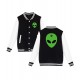 Alien Head Leaf Weed Black and White Baseball Jacket Alien Head Leaf Weed Black and White Baseball Jacket