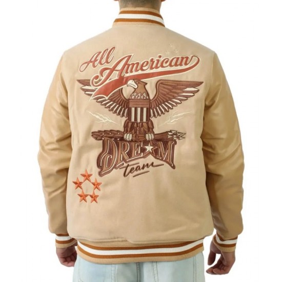 All American Dream Team Superstar Beige Varsity Jacket All American Dream Team Superstar Beige Varsity Jacket