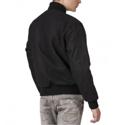All-Black All-Wool Letterman Jacket