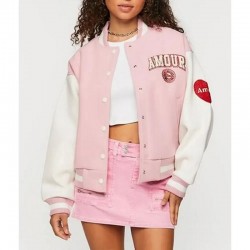 Amour Paris Pink Varsity Jacket