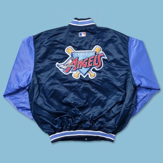 Anaheim Angels Navy & Light Blue Bomber Satin Jacket