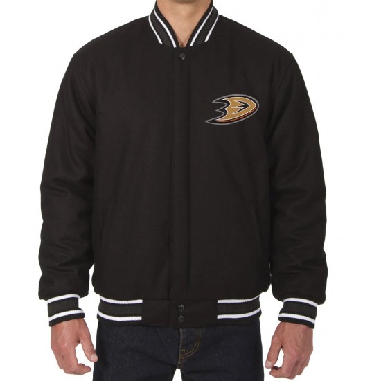 Anaheim Ducks Bomber Black Wool Jacket Anaheim Ducks Bomber Black Wool Jacket