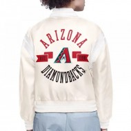Arizona Diamondbacks Printed Logo Cream Varsity Satin Jacket
