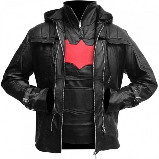 Arkham Knight Black Hooded Bat Style Vest and Jacket Arkham Knight Black Hooded Bat Style Vest and Jacket