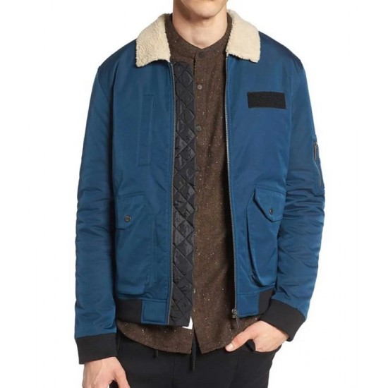 Arrow Rick Gonzalez Blue Jacket with Fur Collar Arrow Rick Gonzalez Blue Jacket with Fur Collar