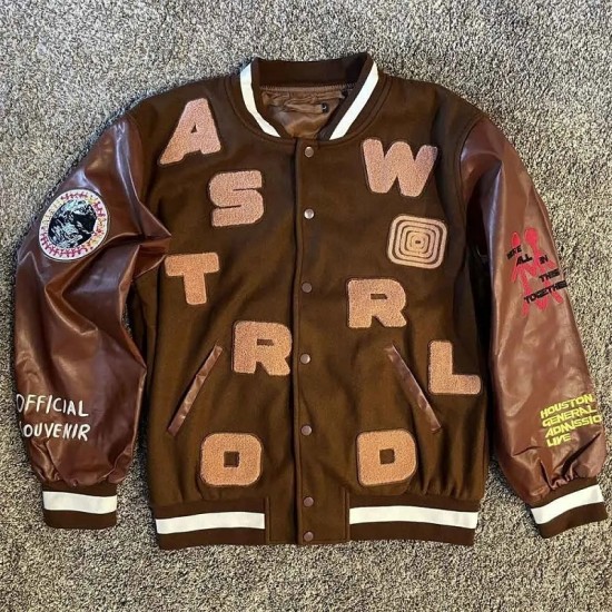 Astro World Brown Varsity Jacket Astro World Brown Varsity Jacket