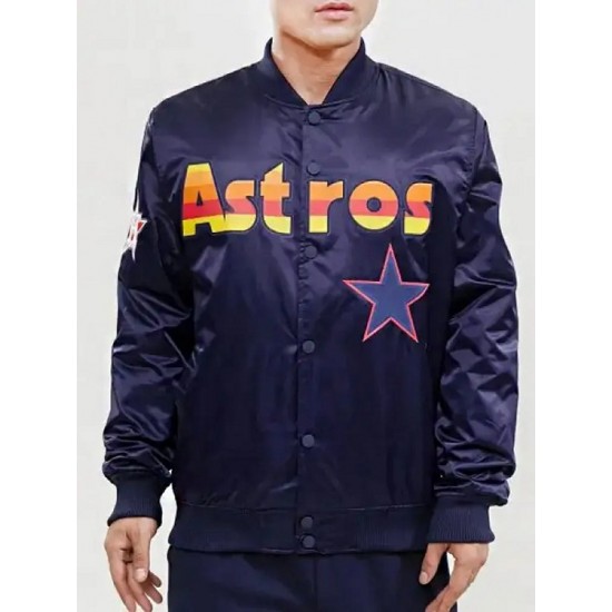 Astros Big Logo Satin Bomber Jacket Astros Big Logo Satin Bomber Jacket