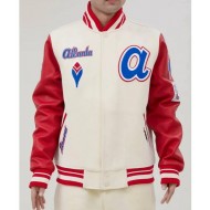 Atlanta Braves Mash Up Off White Varsity Jacket