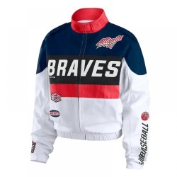 Atlanta Braves Racing Navy White Full-Zip Jacket