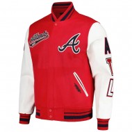 Atlanta Braves Script Tail Red & White Varsity Jacket
