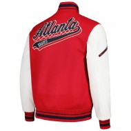 Atlanta Braves Script Tail Red & White Varsity Jacket