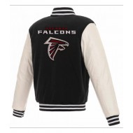 Atlanta Falcons Letterman White and Black Jacket 