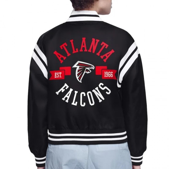 Atlanta Falcons Printed Logo Varsity Satin Jacket Atlanta Falcons Printed Logo Varsity Satin Jacket