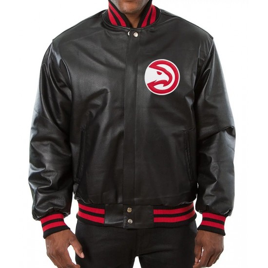 Atlanta Hawks Black Leather Varsity Jacket Atlanta Hawks Black Leather Varsity Jacket