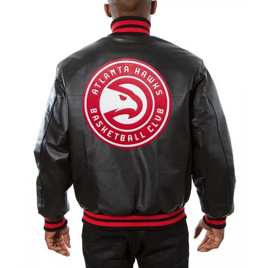 Atlanta Hawks Black Leather Varsity Jacket Atlanta Hawks Black Leather Varsity Jacket