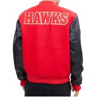 Atlanta Hawks Letterman Black and Red Jacket