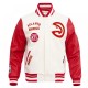 Atlanta Hawks Off White Wool Varsity Jacket Atlanta Hawks Off White Wool Varsity Jacket