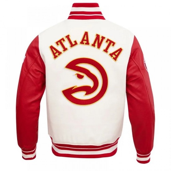 Atlanta Hawks Off White Wool Varsity Jacket Atlanta Hawks Off White Wool Varsity Jacket