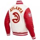 Atlanta Hawks Off White Wool Varsity Jacket Atlanta Hawks Off White Wool Varsity Jacket