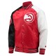 Atlanta Hawks Reliever Red/Black Satin Raglan Full-Snap Jacket Atlanta Hawks Reliever Red/Black Satin Raglan Full-Snap Jacket