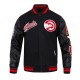 Atlanta Hawks Script Tail Classic Rib Black Varsity Jacket Atlanta Hawks Script Tail Classic Rib Black Varsity Jacket